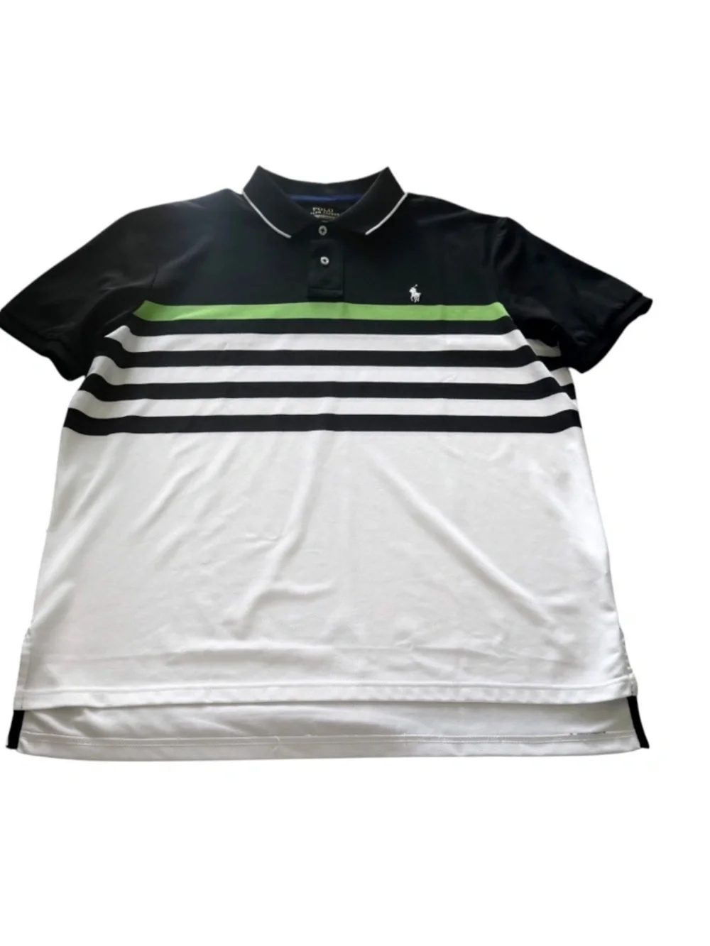Polo Ralph Lauren Performance White & Black Stripe Polo Shirt XL Mens
